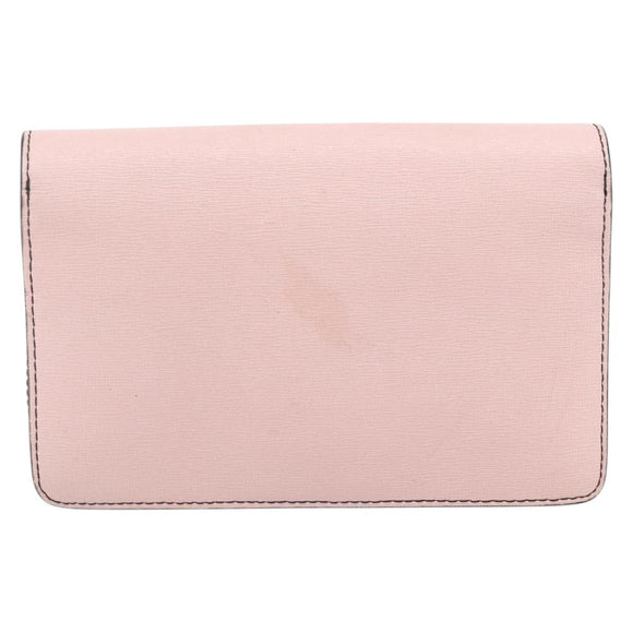 FENDI Chain Wallet Monster Shoulder Bag Leather Pink Silver Auth ka4337A