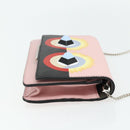 FENDI Chain Wallet Monster Shoulder Bag Leather Pink Silver Auth ka4337A-4