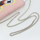 FENDI Chain Wallet Monster Shoulder Bag Leather Pink Silver Auth ka4337A-7