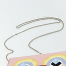 FENDI Chain Wallet Monster Shoulder Bag Leather Pink Silver Auth ka4337A-8
