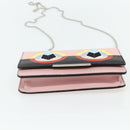 FENDI Chain Wallet Monster Shoulder Bag Leather Pink Silver Auth ka4337A-5