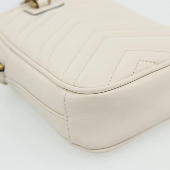 GUCCI Marmont Chain Shoulder Bag Leather Pink Gold white 699759 Auth ka4341SM