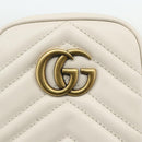 GUCCI Marmont Chain Shoulder Bag Leather Pink Gold white 699759 Auth ka4341SM-19