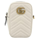 GUCCI Marmont Chain Shoulder Bag Leather Pink Gold white 699759 Auth ka4341SM-13
