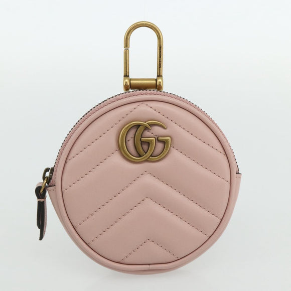 GUCCI Marmont Chain Shoulder Bag Leather Pink Gold white 699759 Auth ka4341SM