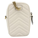 GUCCI Marmont Chain Shoulder Bag Leather Pink Gold white 699759 Auth ka4341SM-2