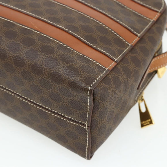 CELINE Macadam Canvas Shoulder Bag PVC Leather Brown Gold Auth ka4342