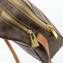 CELINE Macadam Canvas Shoulder Bag PVC Leather Brown Gold Auth ka4342-14