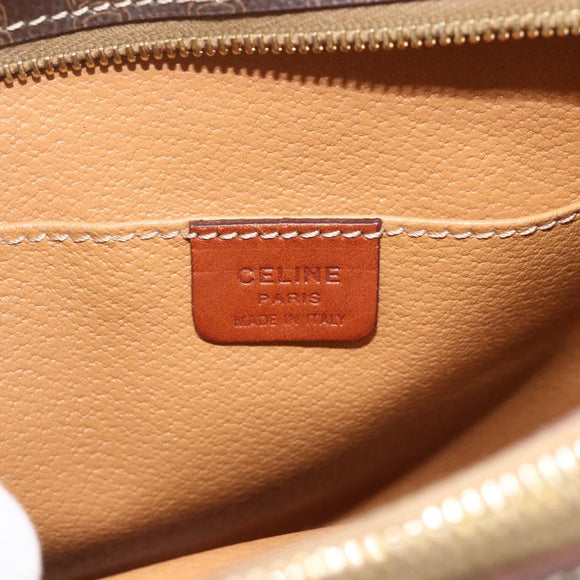CELINE Macadam Canvas Shoulder Bag PVC Leather Brown Gold Auth ka4342