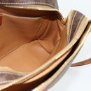 CELINE Macadam Canvas Shoulder Bag PVC Leather Brown Gold Auth ka4342-18