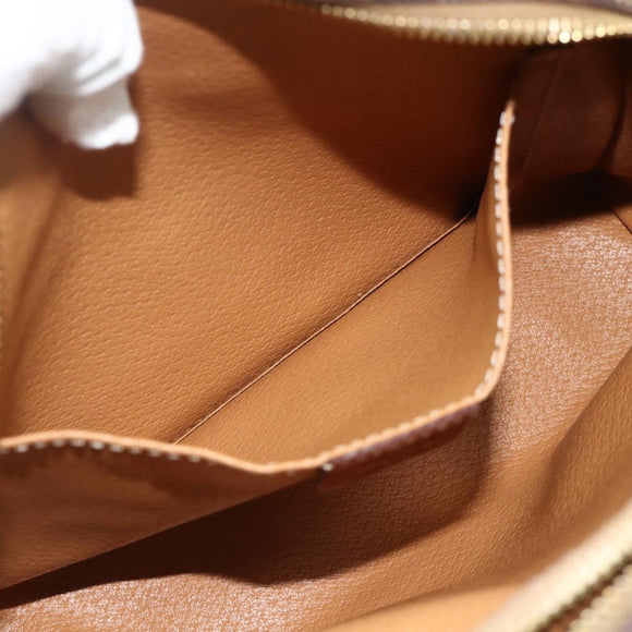 CELINE Macadam Canvas Shoulder Bag PVC Leather Brown Gold Auth ka4342