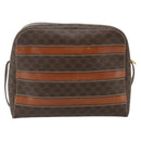 CELINE Macadam Canvas Shoulder Bag PVC Leather Brown Gold Auth ka4342-3