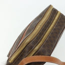 CELINE Macadam Canvas Shoulder Bag PVC Leather Brown Gold Auth ka4342-6
