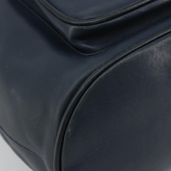 Christian Dior Backpack Leather Gold Blue Auth ka4344