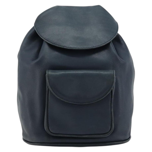 Christian Dior Backpack Leather Gold Blue Auth ka4344