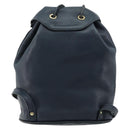 Christian Dior Backpack Leather Gold Blue Auth ka4344-3