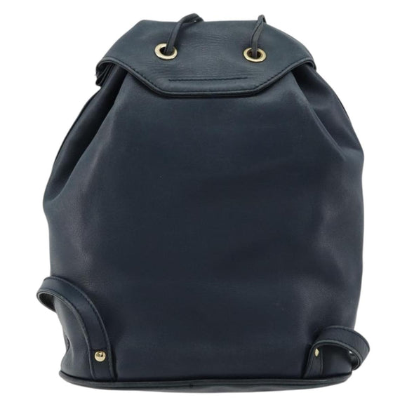 Christian Dior Backpack Leather Gold Blue Auth ka4344