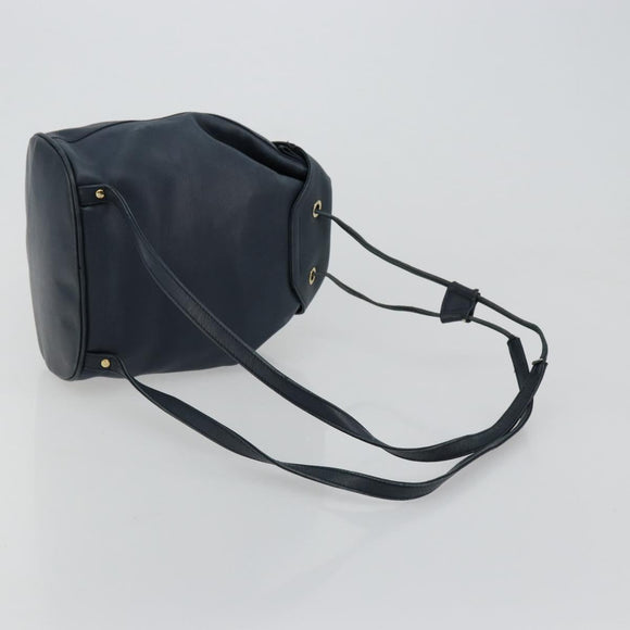 Christian Dior Backpack Leather Gold Blue Auth ka4344