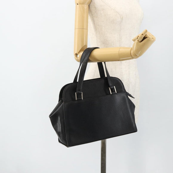 BOTTEGA VENETA Hand Bag Leather Black Silver Auth ka4346