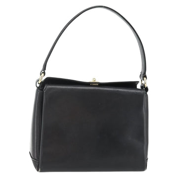 GUCCI Hand Bag Leather Black Gold Auth ka4348