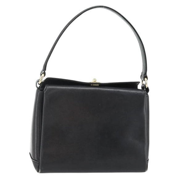 GUCCI Hand Bag Leather Black Gold Auth ka4348