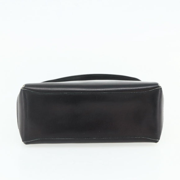 GUCCI Hand Bag Leather Black Gold Auth ka4348