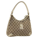 GUCCI GG Canvas Abbey Shoulder Bag Leather Beige Gold 130738 Auth ka4349-1