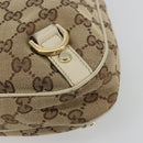 GUCCI GG Canvas Abbey Shoulder Bag Leather Beige Gold 130738 Auth ka4349-14