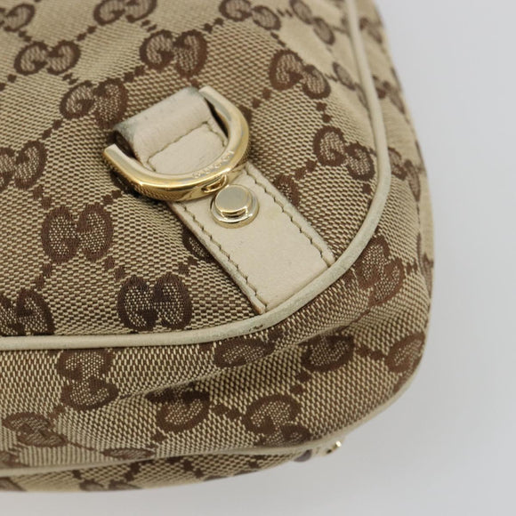 GUCCI GG Canvas Abbey Shoulder Bag Leather Beige Gold 130738 Auth ka4349