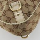 GUCCI GG Canvas Abbey Shoulder Bag Leather Beige Gold 130738 Auth ka4349-9