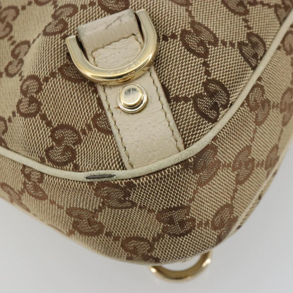 GUCCI GG Canvas Abbey Shoulder Bag Leather Beige Gold 130738 Auth ka4349