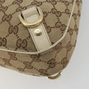 GUCCI GG Canvas Abbey Shoulder Bag Leather Beige Gold 130738 Auth ka4349-15