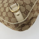 GUCCI GG Canvas Abbey Shoulder Bag Leather Beige Gold 130738 Auth ka4349-16