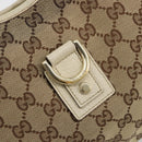 GUCCI GG Canvas Abbey Shoulder Bag Leather Beige Gold 130738 Auth ka4349-17