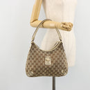 GUCCI GG Canvas Abbey Shoulder Bag Leather Beige Gold 130738 Auth ka4349-23