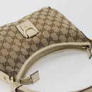 GUCCI GG Canvas Abbey Shoulder Bag Leather Beige Gold 130738 Auth ka4349-6