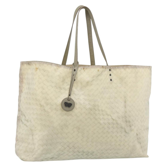 BOTTEGA VENETA Intretti Tote Bag Nylon Beige Auth ka4351