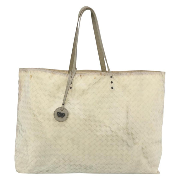 BOTTEGA VENETA Intretti Tote Bag Nylon Beige Auth ka4351