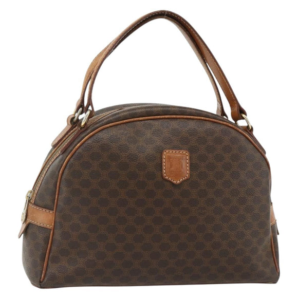 CELINE Macadam Canvas Hand Bag PVC Leather Brown Gold Auth ka4353