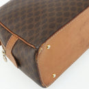 CELINE Macadam Canvas Hand Bag PVC Leather Brown Gold Auth ka4353-14