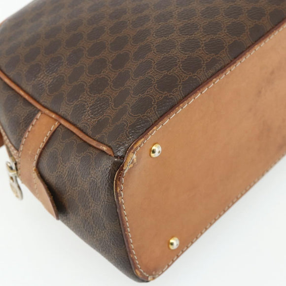 CELINE Macadam Canvas Hand Bag PVC Leather Brown Gold Auth ka4353
