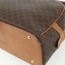 CELINE Macadam Canvas Hand Bag PVC Leather Brown Gold Auth ka4353-15