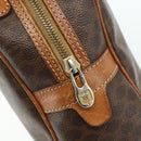 CELINE Macadam Canvas Hand Bag PVC Leather Brown Gold Auth ka4353-17