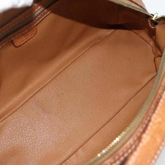 CELINE Macadam Canvas Hand Bag PVC Leather Brown Gold Auth ka4353