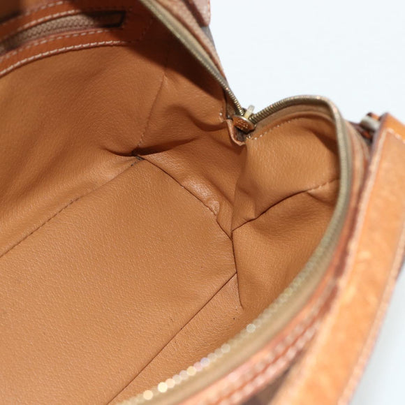 CELINE Macadam Canvas Hand Bag PVC Leather Brown Gold Auth ka4353
