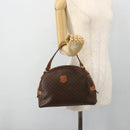 CELINE Macadam Canvas Hand Bag PVC Leather Brown Gold Auth ka4353-22