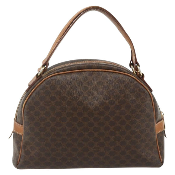 CELINE Macadam Canvas Hand Bag PVC Leather Brown Gold Auth ka4353