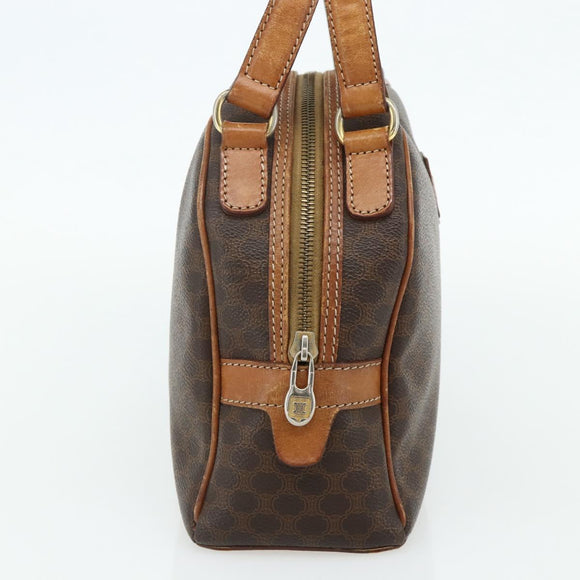 CELINE Macadam Canvas Hand Bag PVC Leather Brown Gold Auth ka4353