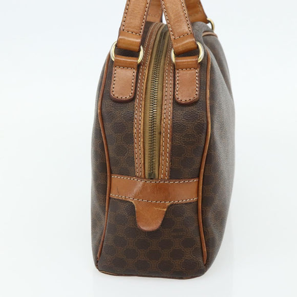 CELINE Macadam Canvas Hand Bag PVC Leather Brown Gold Auth ka4353