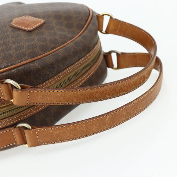 CELINE Macadam Canvas Hand Bag PVC Leather Brown Gold Auth ka4353
